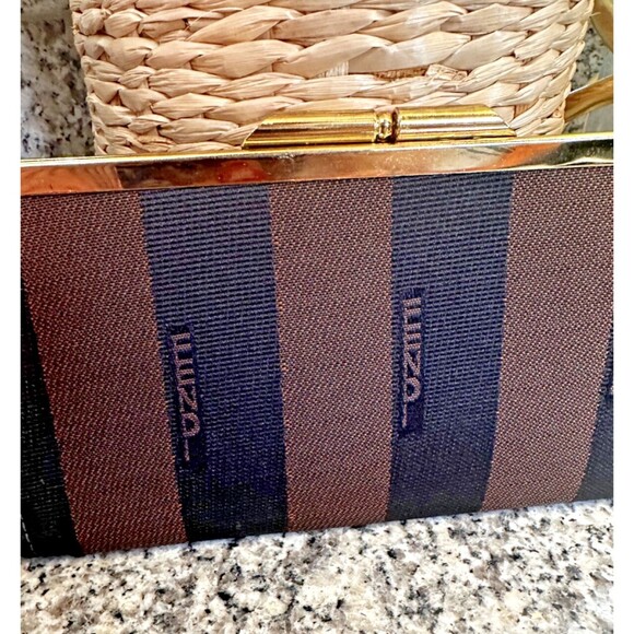 Fendi Pecan Stripe Clutch & Wallet Set | Vintage Designer Monogram - Picture 9 of 11